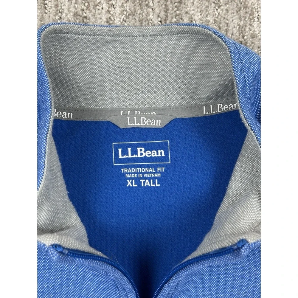 L.L Bean Mens Sz XLT Comfort Stretch Blue 1/4 Zip Pullover Long-Sleeve